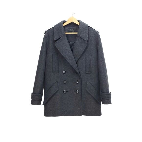 NWOT Isabel Marant Wool Blend Charcoal Short 4 pocket Double Breasted PeaCoat - Picture 1 of 16